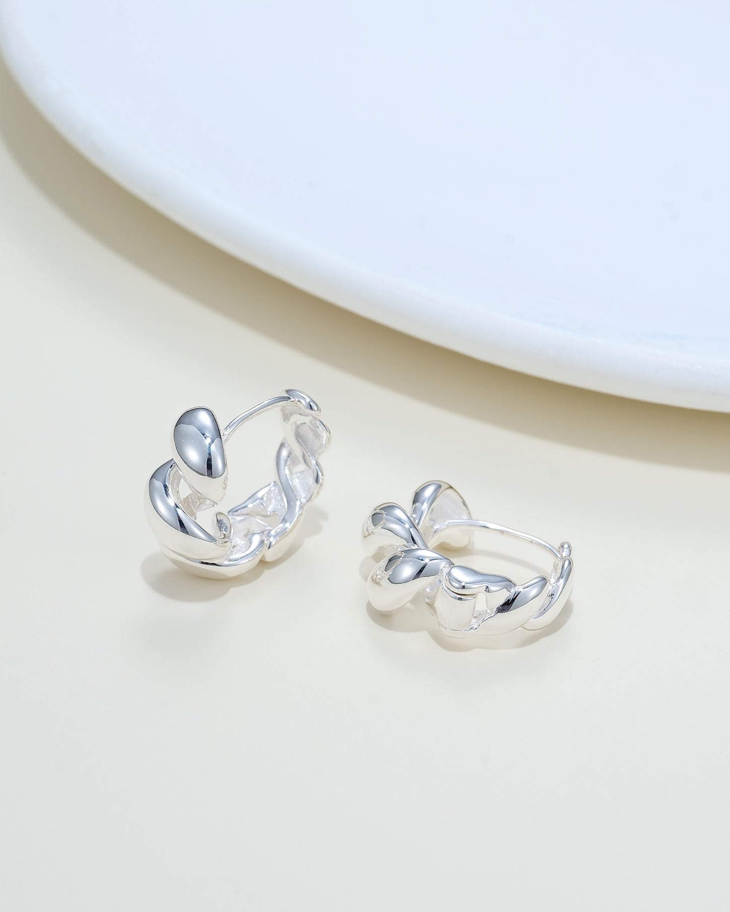 Rope Twist C Shaped Earrings Sterling Silver - Earrings | ZAFARI Studio Jewelry
