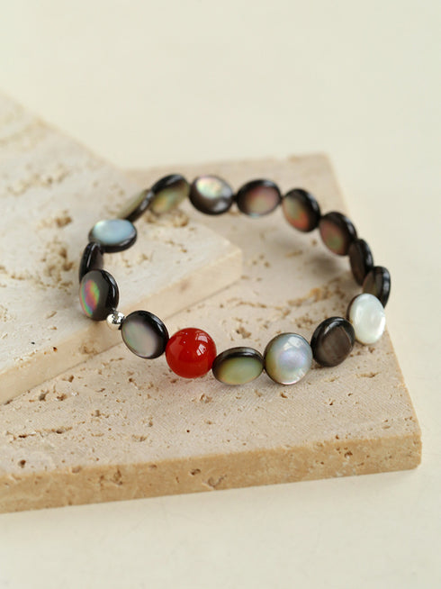 Grey Shell Button Agate Bead Bracelet - Zafari Studio Jewelry