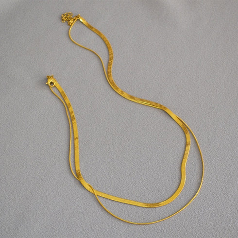 Sleek Double-Layered Snakebone Choker Necklace - Zafari Studio Jewelry