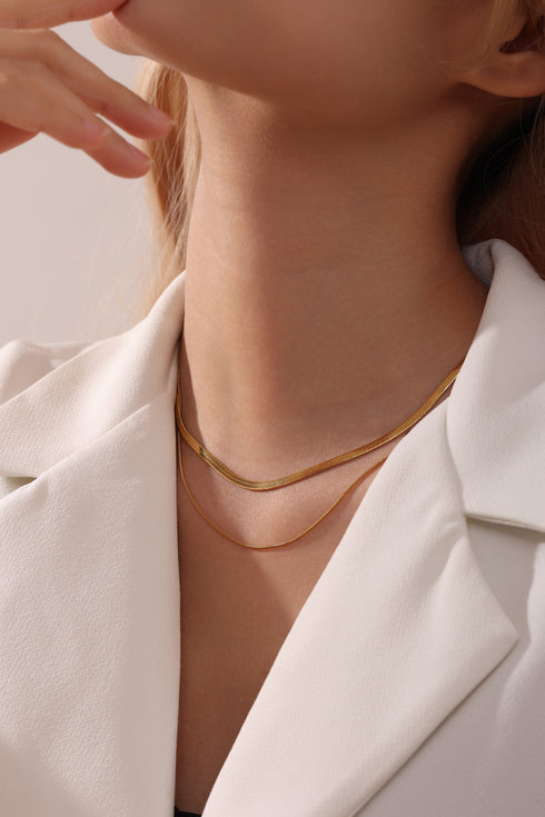 Sleek Double-Layered Snakebone Choker Necklace - Zafari Studio Jewelry