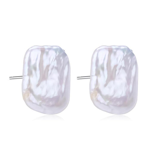 Square Baroque Freshwater Pearl Stud Earrings - Zafari Studio Jewelry
