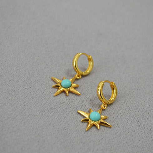 Turquoise Gold Star Earrings - Zafari Studio Jewelry