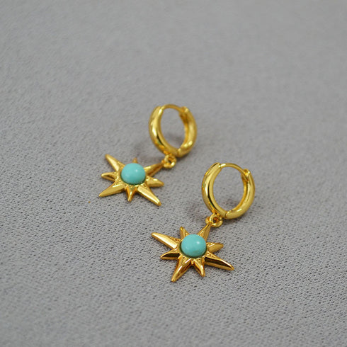 Turquoise Gold Star Earrings - Zafari Studio Jewelry