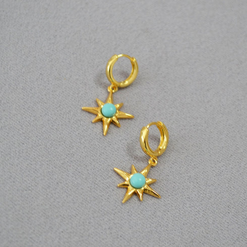 Turquoise Gold Star Earrings - Zafari Studio Jewelry