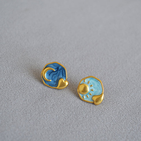 Starry Sky Sun and Moon Earrings - Zafari Studio Jewelry
