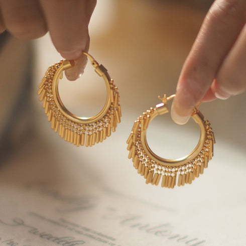 Vintage Hoop Tessel Earrings - Zafari Studio Jewelry