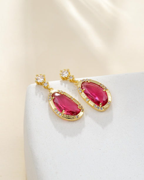 Teardrop Accent Stone Earrings