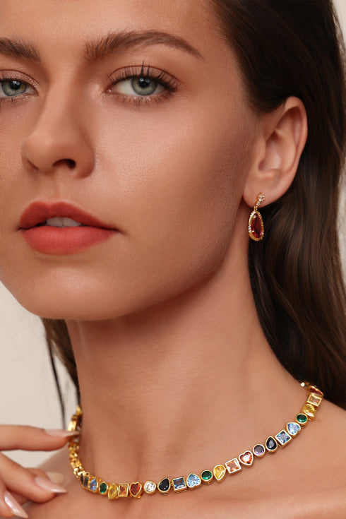 Teardrop Accent Stone Earrings