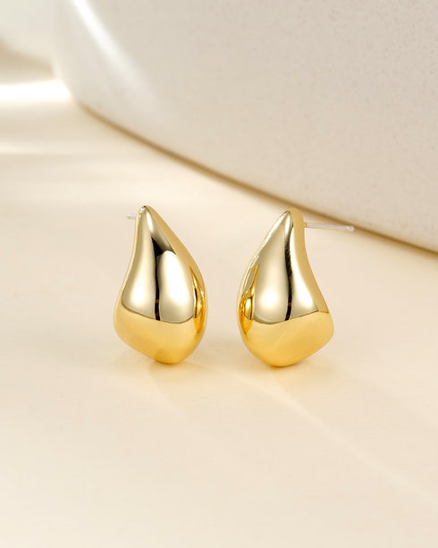 Teardrop Gold Stud Earrings - Earrings | ZAFARI Studio Jewelry