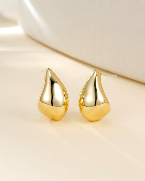 Teardrop Gold Stud Earrings