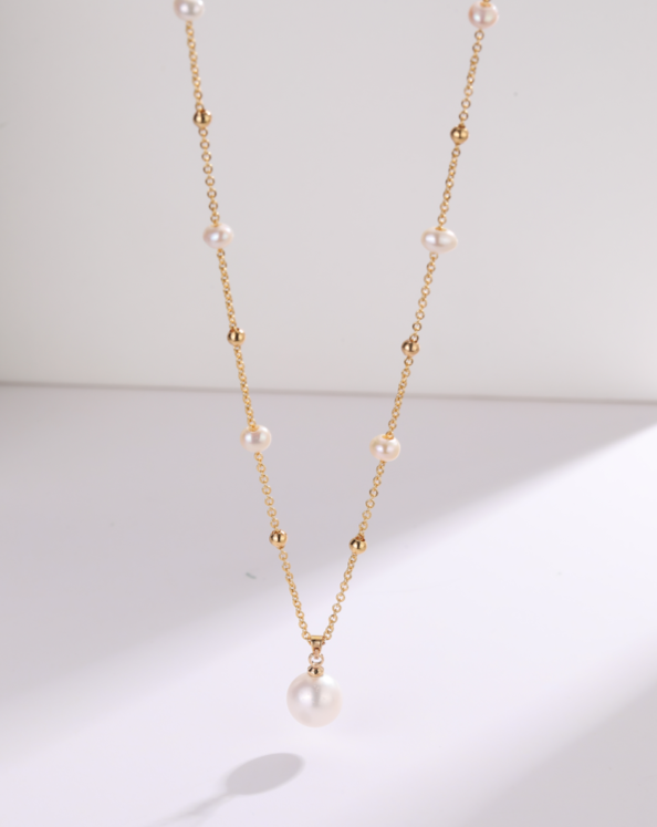 Pearl Teardrop Pendant Beaded Necklace - Zafari Studio Jewelry