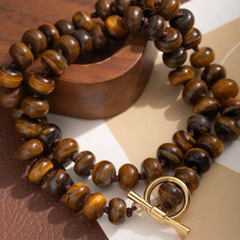 Tiger Eyes Stone Beaded Necklace - Zafari Studio Jewelry