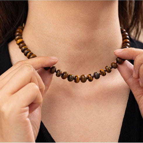Tiger Eyes Stone Beaded Necklace - Zafari Studio Jewelry