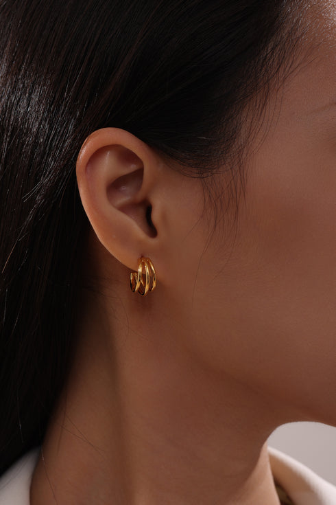 Triple C-Shape Hoop Earrings - Zafari Studio Jewelry