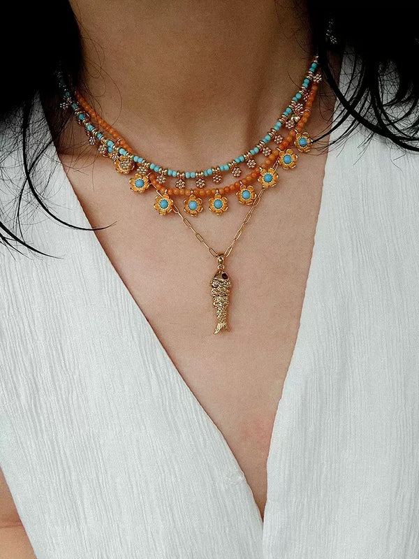 Gold Fish Pendant Necklace - Zafari Studio Jewelry