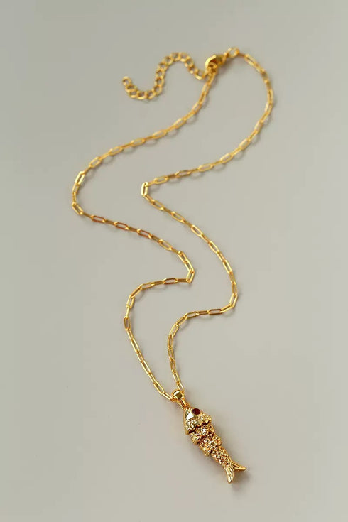 Gold Fish Pendant Necklace - Zafari Studio Jewelry