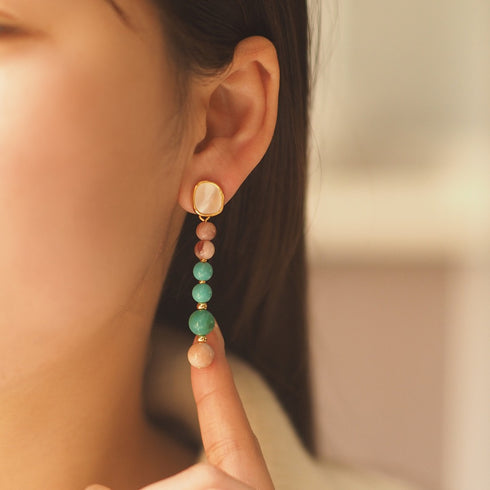 Mother-of-Pearl Turquoise Clip Earrings - Zafari Studio Jewelry