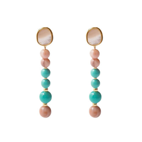Mother-of-Pearl Turquoise Clip Earrings - Zafari Studio Jewelry