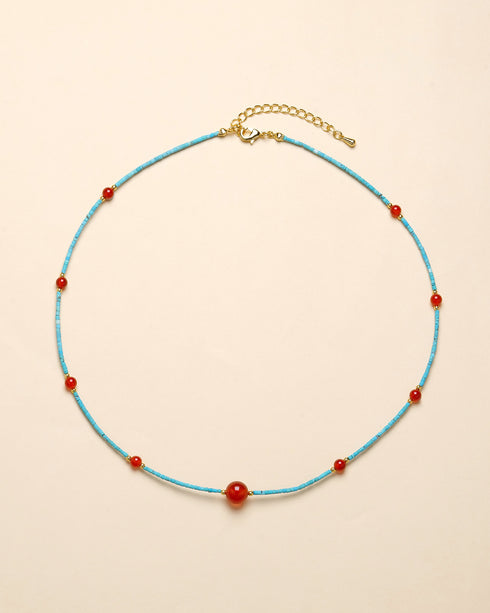 Turquoise Red Accent Necklace