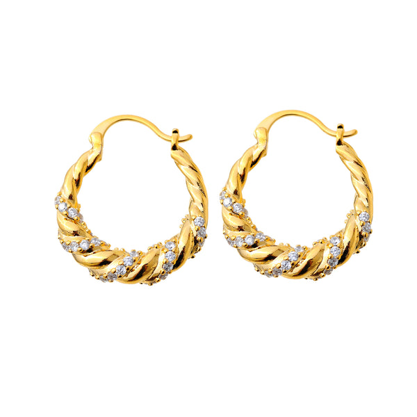 Twisted CZ Gold Earrings - Zafari Studio Jewelry