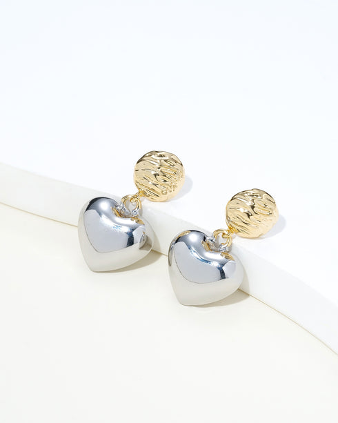 Two-Tone Heart Drop Earrings