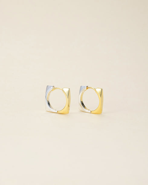 Two-Tone Square Silver Stud Earrings - Zafari Studio Jewelry