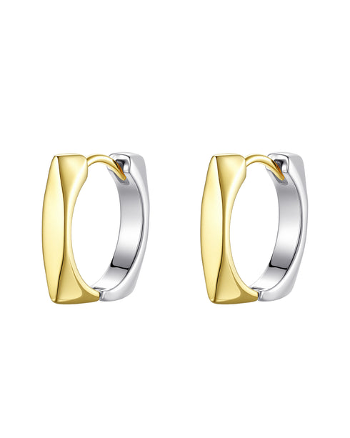 Two-Tone Square Hoop Earrings Sterling Silver