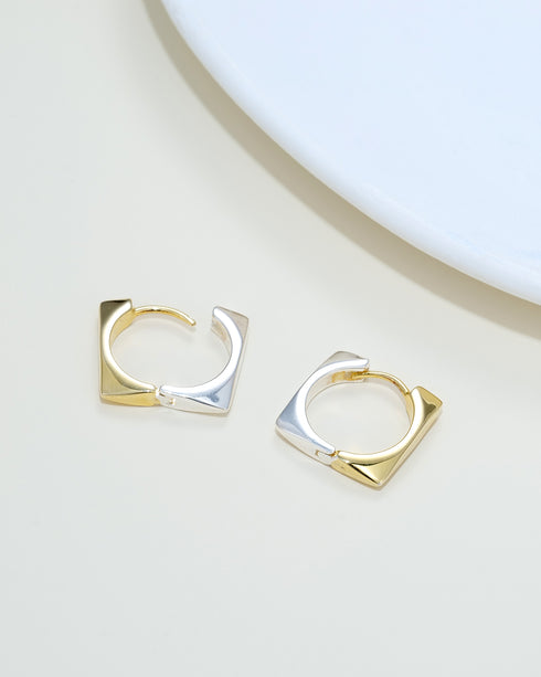 Two-Tone Square Hoop Earrings Sterling Silver