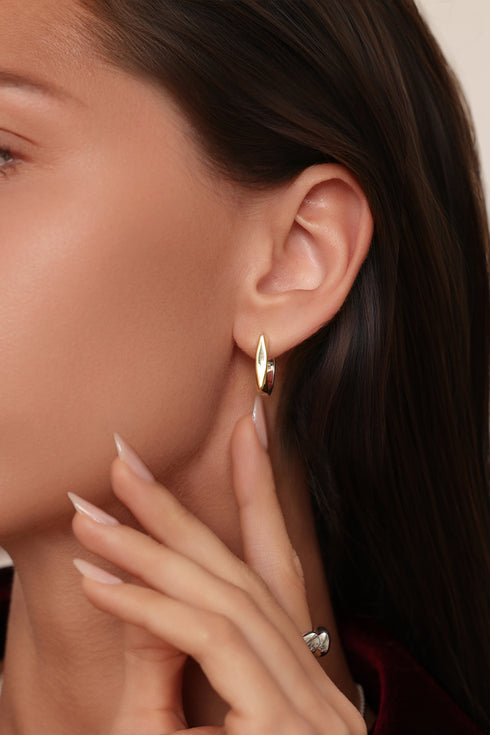 Two-Tone Square Hoop Earrings Sterling Silver