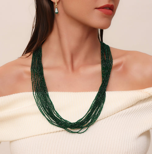 Green Crystal Multi-Strand Necklace