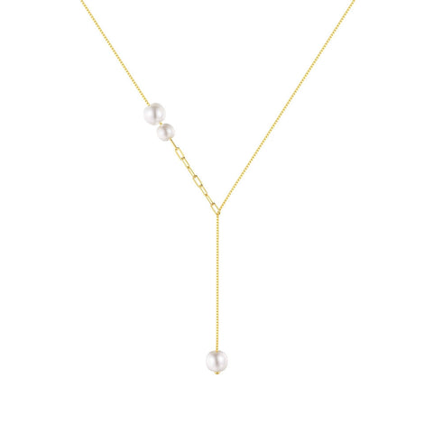 Y Shape Pearl Pendant Necklace - Zafari Studio Jewelry