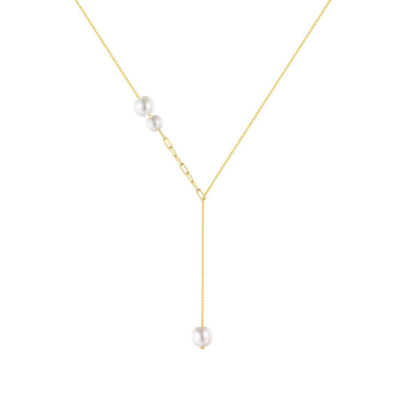 Y Shape Pearl Pendant Necklace - Zafari Studio Jewelry