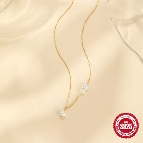 Y Shape Pearl Pendant Necklace - Zafari Studio Jewelry