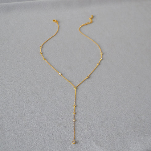 Y-Necklace with Dazzling Drop Zirconia - Zafari Studio Jewelry