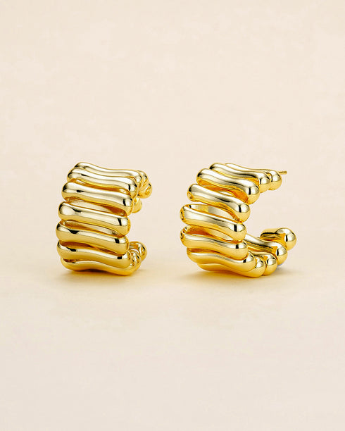 Gold C hoop earrings