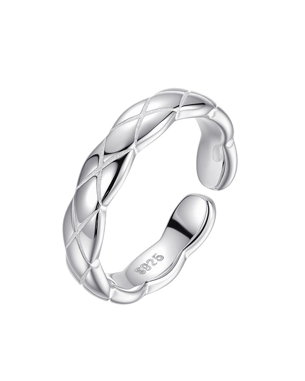 Quilted Pattern Ring Sterling Silver