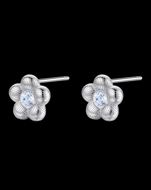 Flower Stud Earrings Sterling Silver