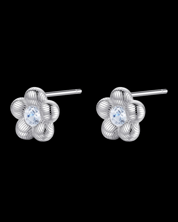 Flower Stud Earrings Sterling Silver