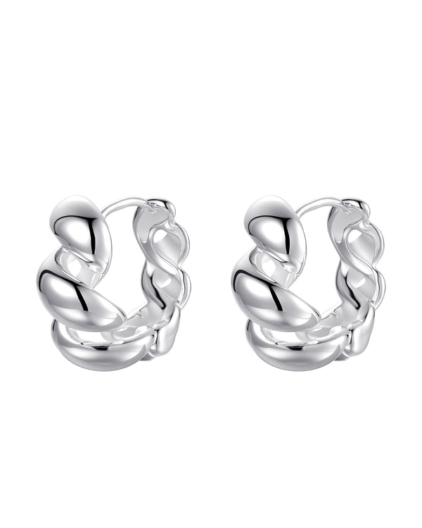 Rope Twist CShaped Earrings Sterling Silver