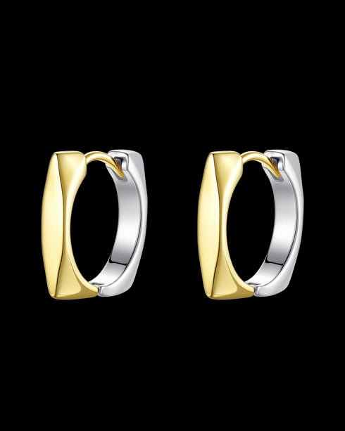 Two-Tone Square Hoop Earrings Sterling Silver