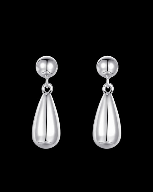 Teardrop Dangle Stud Earrings Sterling Silver
