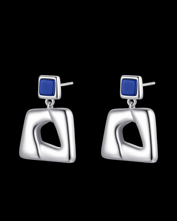 Geometric Square & Silver-Plated Brass Earrings