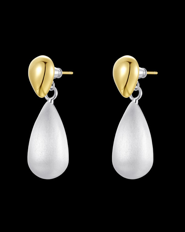 Dual-Tone Teardrop Statement Earrings