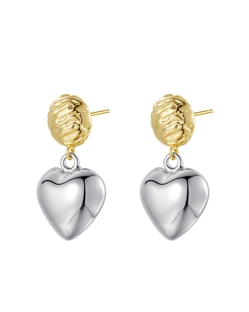 Two-Tone Heart Drop Earrings