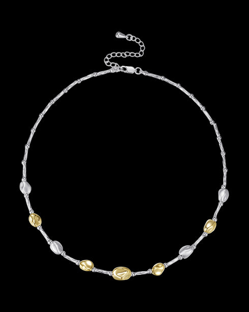 Two-Tone Bead Necklace Sterling Silver