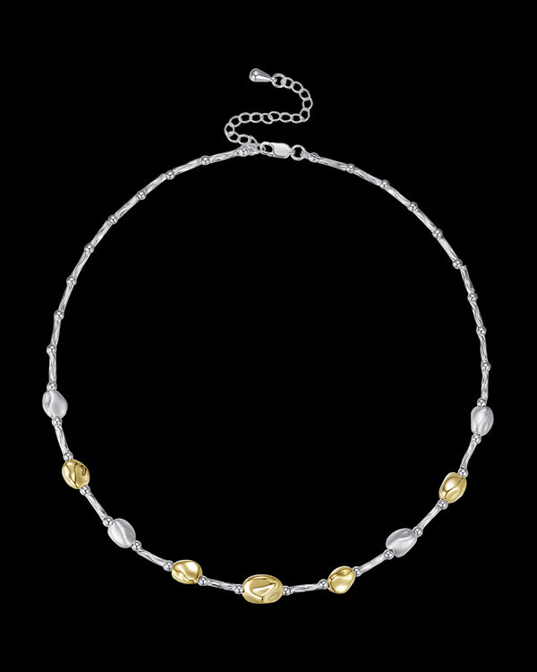 Two-Tone Bead Necklace Sterling Silver
