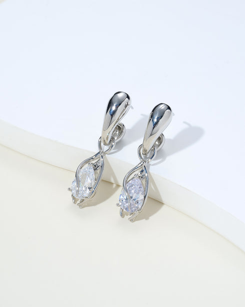 Petal Drop Zirconia Earrings