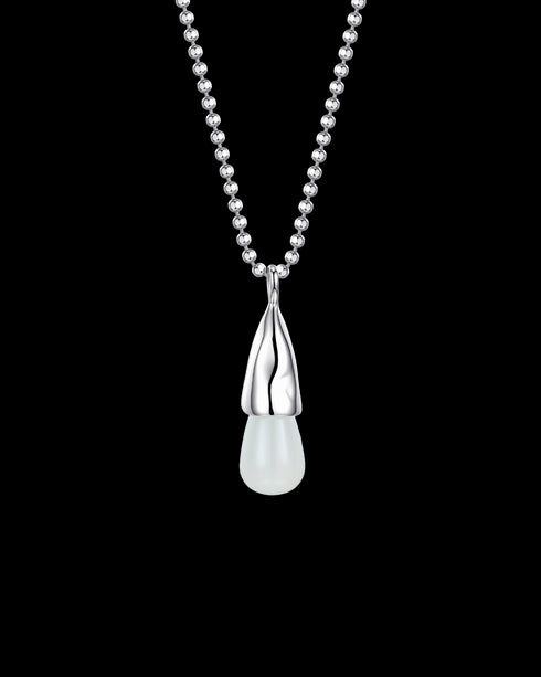 Jade Drop Pendant Necklace Sterling Silver