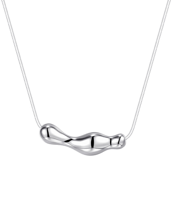 Curved Pendant Necklace Sterling Silver