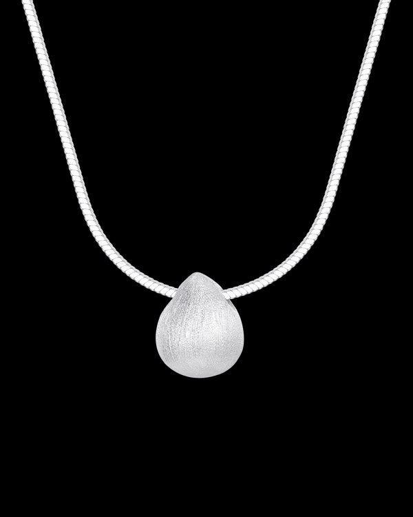 Brushed Teardrop Pendant Necklace Sterling Silver